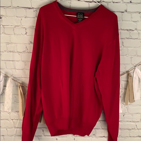 Jos A Bank Merino Wool sweater sz Large Red - Picture 1 of 5